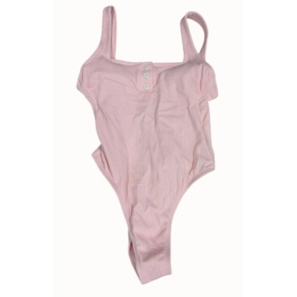 Stoney Clover Lane One Piece Swimsuit White Henley Heart Button Size XS - Picture 1 of 3